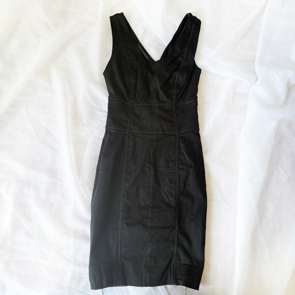 bebe Black Corset Lace Up Bodycon Dress Y2K Minimalist Size 0